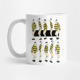 Winter people in black and yellow uniforms Mug